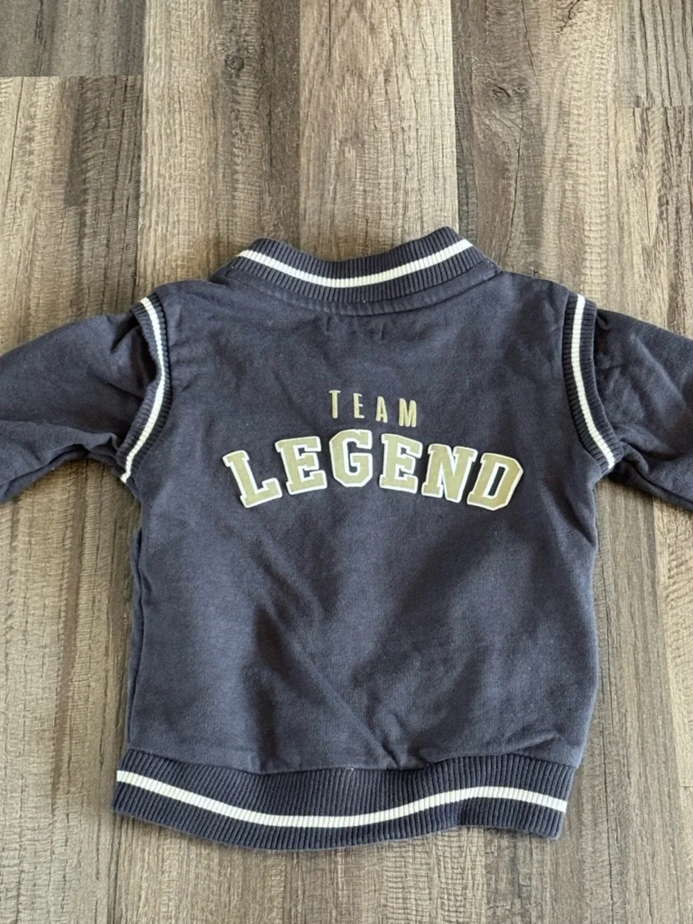 Kids Navy Varsity Jacket & Joggers with Striped Tee - Picture 5 of 5